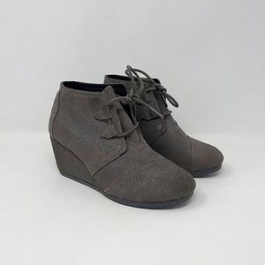 Toms Kayla Desert Wedge Ankle Boot‎ Womens 6 Gray Sparkly Boho Y2K Casual